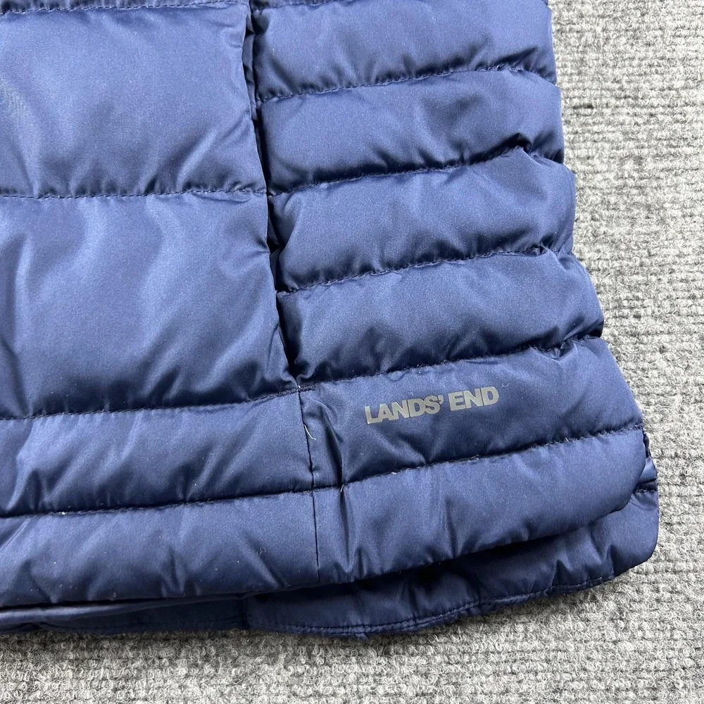 Lands' End Vest Youth Small Blue Quilted‎ Down Puffer Insulated Full Zip Outdoor
